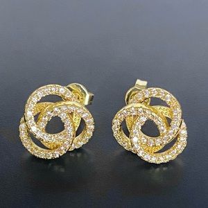NEW Stud Minimalist Earrings in Gold Tone with Rhinestones